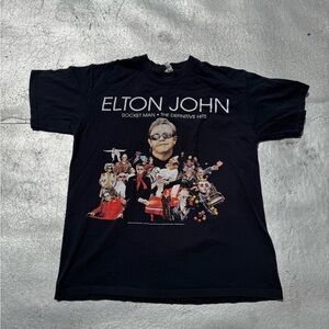 Anvil Elton John Tour Black Graphic T-Shirt